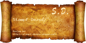 Stampf Dezső névjegykártya